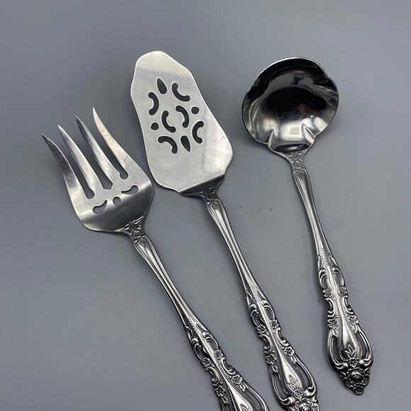 Imperial Stainless CHALMETTE Serving Pieces 3pcs Flatware Pie Server Gravy Ladle - Picture 3 of 5
